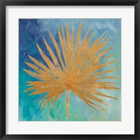 Framed Teal Gold Leaf Palm I