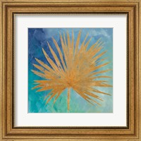 Framed Teal Gold Leaf Palm I