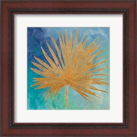 Framed Teal Gold Leaf Palm I