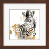Framed 'Water Zebra with Gold' border=