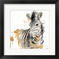 Framed 'Water Zebra with Gold' border=