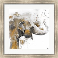 Framed Water Elephant with Gold