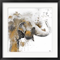 Framed Water Elephant with Gold