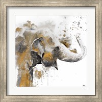 Framed 'Water Elephant with Gold' border=