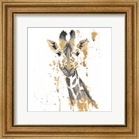 Framed Gold Water Giraffe