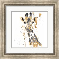 Framed Gold Water Giraffe