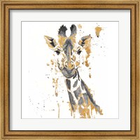 Framed Gold Water Giraffe