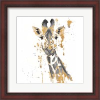 Framed Gold Water Giraffe