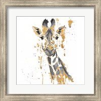 Framed Gold Water Giraffe