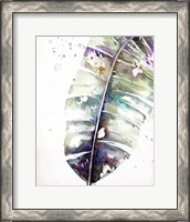 Framed 'Watercolor Plantain Leaves with Purple II' border=