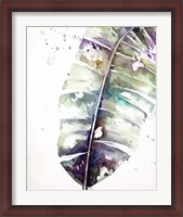 Framed Watercolor Plantain Leaves with Purple II