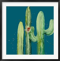 Framed Natural Desert Cactus On Blue II