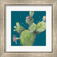 Framed Natural Desert Cactus On Blue I