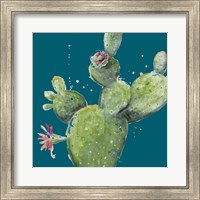 Framed Natural Desert Cactus On Blue I