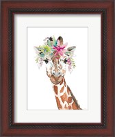 Framed Giraffe With FLoral Crown