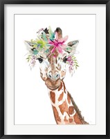 Framed Giraffe With FLoral Crown