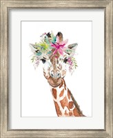 Framed Giraffe With FLoral Crown