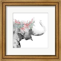 Framed 'Water Elephant with Flower Crown Square' border=