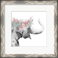 Framed 'Water Elephant with Flower Crown Square' border=