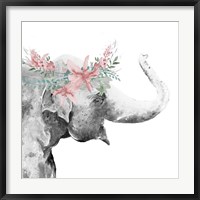 Framed Water Elephant with Flower Crown Square