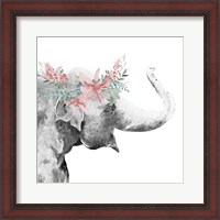 Framed Water Elephant with Flower Crown Square