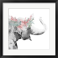 Water Elephant with Flower Crown Square Framed Print