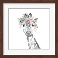 Framed Water Giraffe with Floral Crown Square