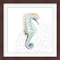 Framed Turquoise Seahorse