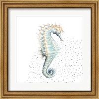 Framed 'Turquoise Seahorse' border=