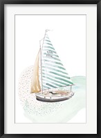 Framed Turquoise Sail Boat