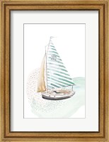 Framed Turquoise Sail Boat