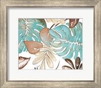 Framed Teal and Tan Palms I