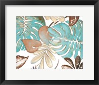 Framed Teal and Tan Palms I