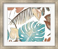 Framed Teal and Tan Palms II