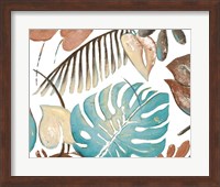 Framed Teal and Tan Palms II