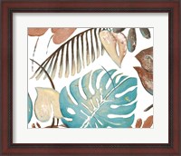 Framed 'Teal and Tan Palms II' border=