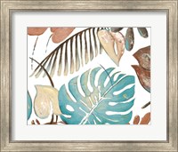Framed Teal and Tan Palms II
