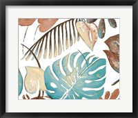 Framed Teal and Tan Palms II