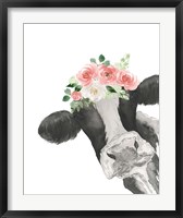 Framed Hello Cow With Flower Crown