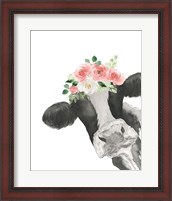 Framed Hello Cow With Flower Crown