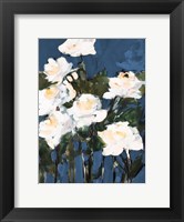Framed White Roses On Blue