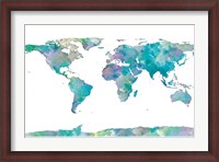 Framed World Map Watercolor