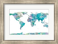 Framed World Map Watercolor