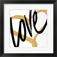 Framed Gold Heart Black Script Love