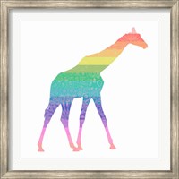 Framed Rainbow Giraffe