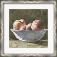 Framed 'Bowl of Peaches I' border=