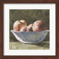 Framed 'Bowl of Peaches I' border=
