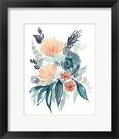 Teal & Peach Bouquet I Framed Print