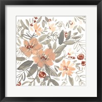 Framed 'Peach & Rust Blooms I' border=