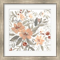 Framed Peach & Rust Blooms I